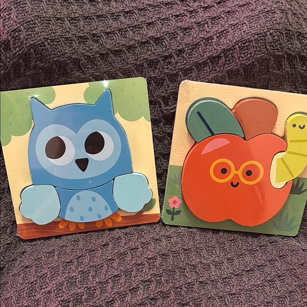 🌞Giggle Scape Colorful Owl and Apple Puzzle Set for Kids
